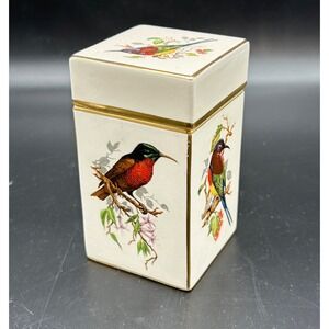Vintage Carlton Ware Ceramic Trinket Box Birds with Lid 4.5" H